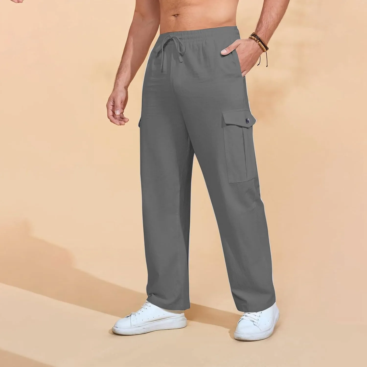 Mens Pants Stretch Workout Outdoor Water Resistant Casual Sweatpants Fishing Drawstring Ripstop Joggers