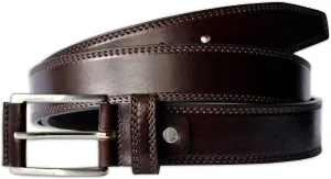 Mens Plain Italian Bullhide Leather Belt with Double Stitch