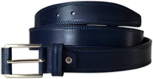 Mens Plain Italian Bullhide Leather Belt with Double Stitch