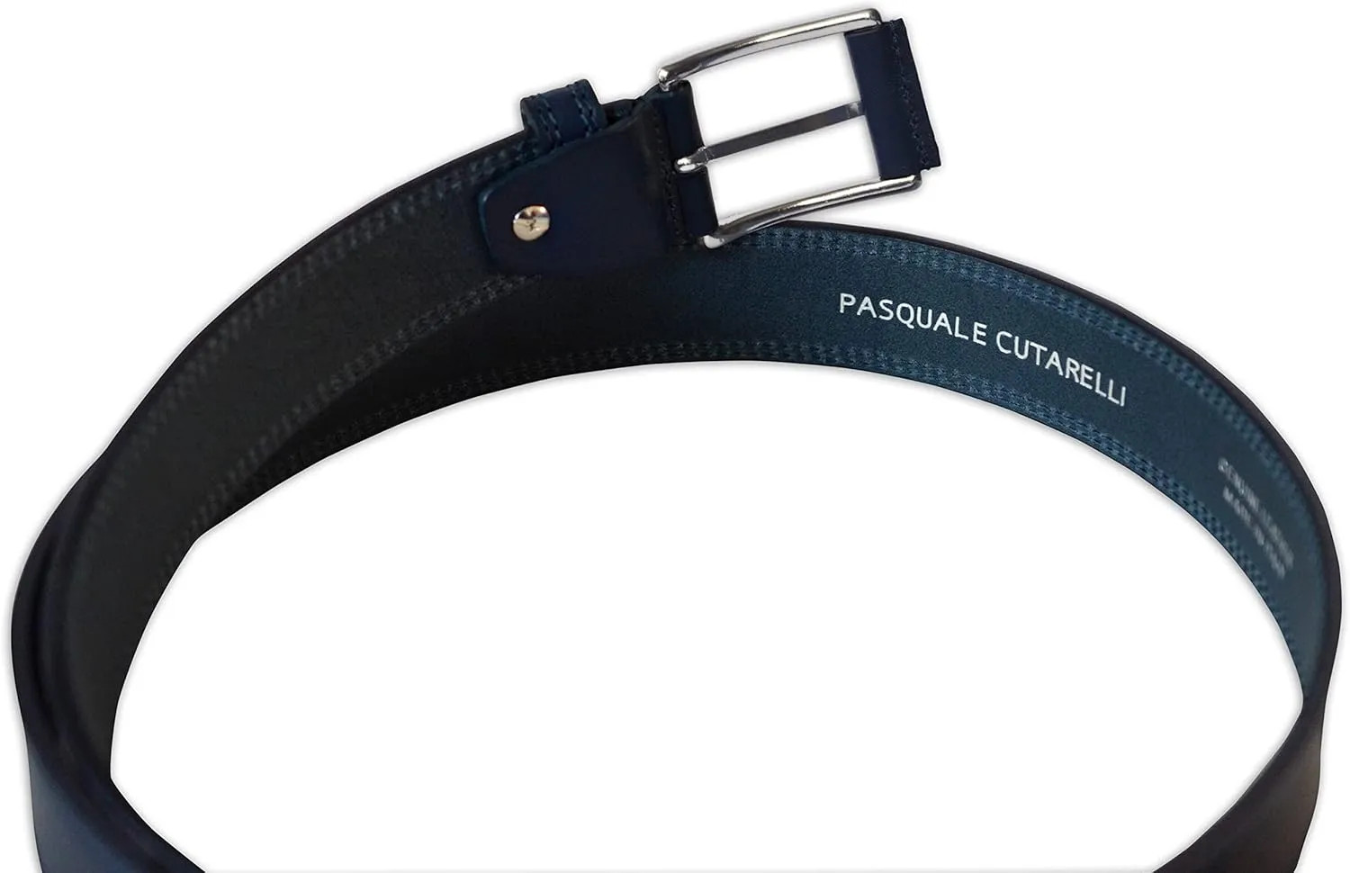 Mens Plain Italian Bullhide Leather Belt with Double Stitch