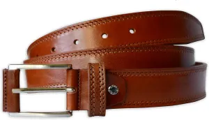 Mens Plain Italian Bullhide Leather Belt with Double Stitch