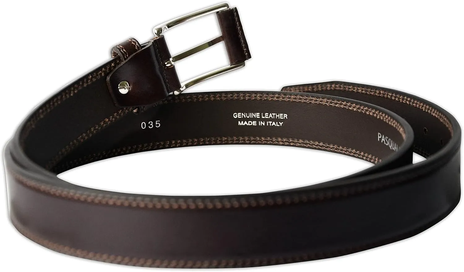 Mens Plain Italian Bullhide Leather Belt with Double Stitch