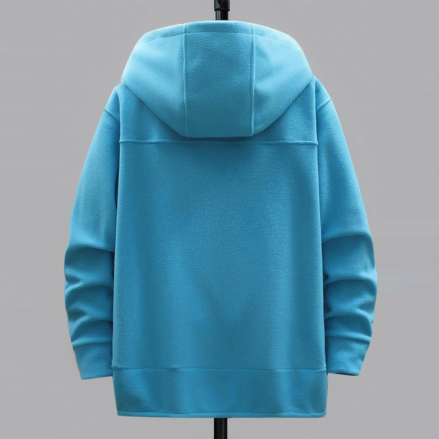 Men's Polar Fleece Jacket Hoodies Full Zip Up Soild Color Casual Coats Lightweight Comfy Long Sleeve Coat
