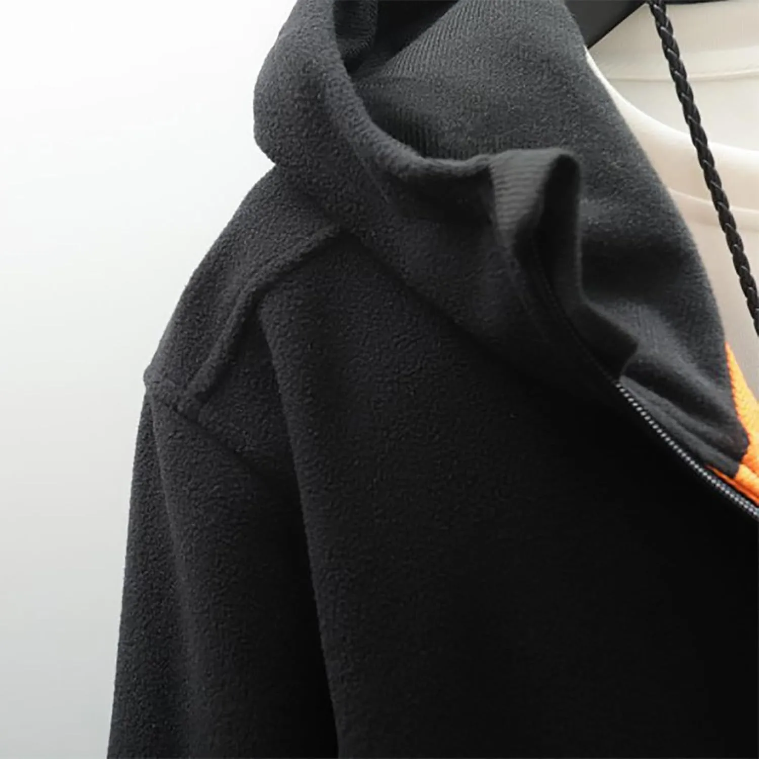 Men's Polar Fleece Jacket Hoodies Full Zip Up Soild Color Casual Coats Lightweight Comfy Long Sleeve Coat