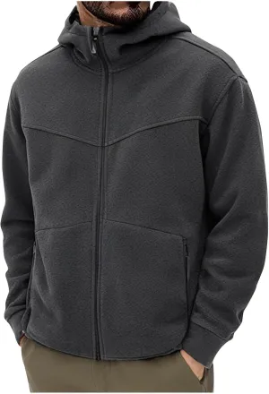 Men's Polar Fleece Jacket Hoodies Full Zip Up Soild Color Casual Coats Lightweight Comfy Long Sleeve Coat