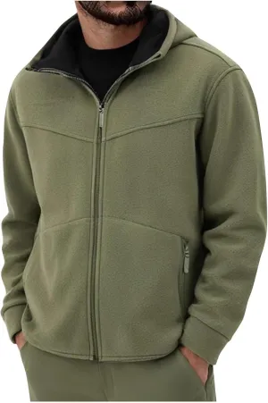 Men's Polar Fleece Jacket Hoodies Full Zip Up Soild Color Casual Coats Lightweight Comfy Long Sleeve Coat