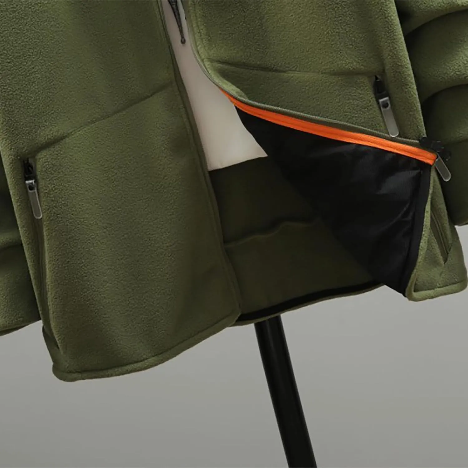 Men's Polar Fleece Jacket Hoodies Full Zip Up Soild Color Casual Coats Lightweight Comfy Long Sleeve Coat