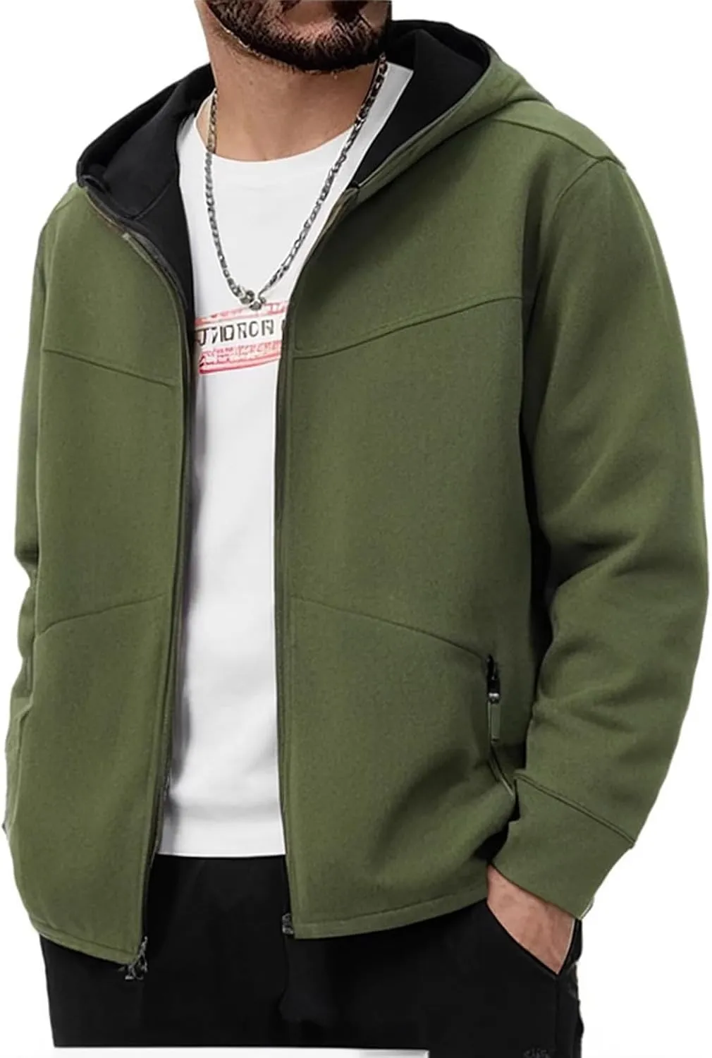 Men's Polar Fleece Jacket Hoodies Full Zip Up Soild Color Casual Coats Lightweight Comfy Long Sleeve Coat
