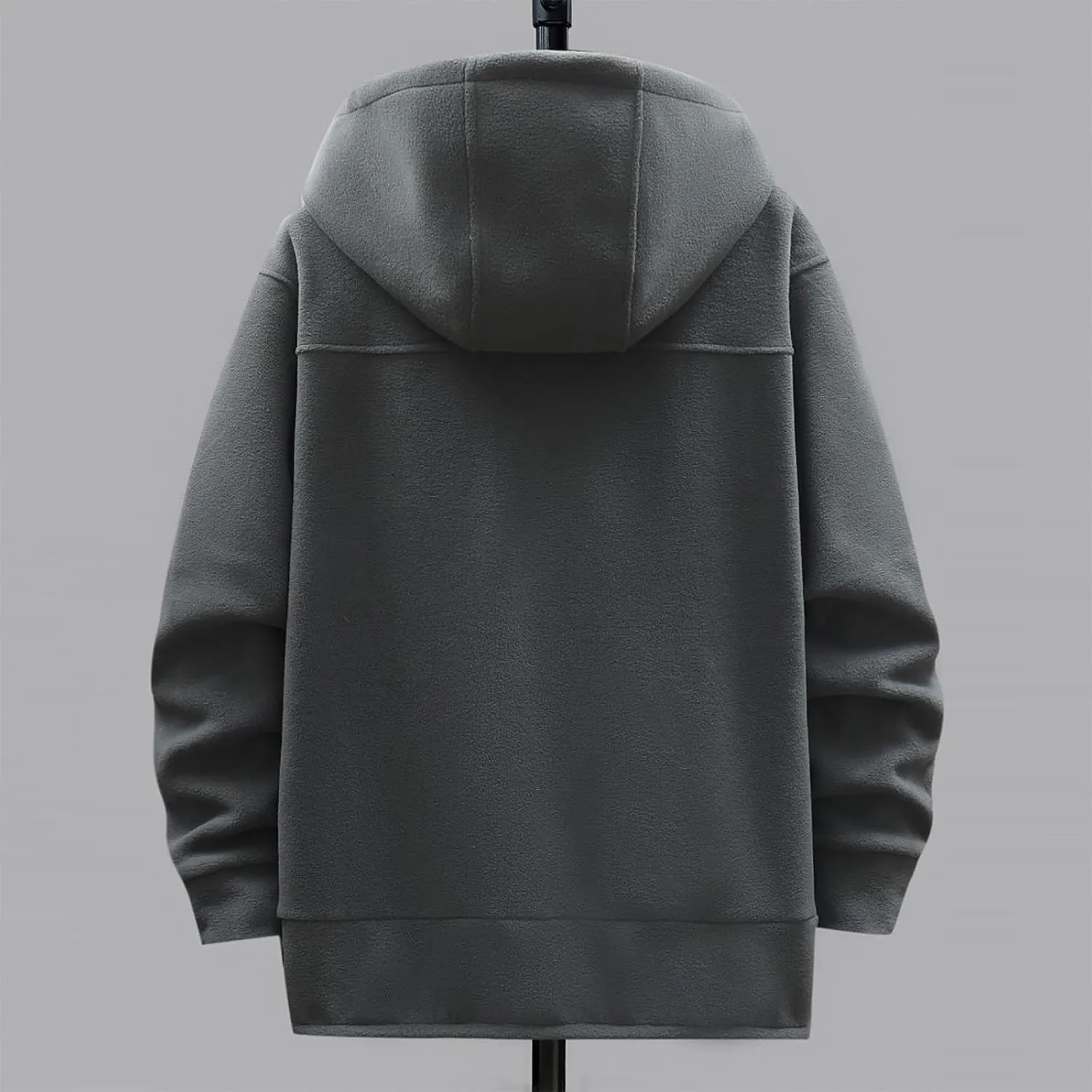 Men's Polar Fleece Jacket Hoodies Full Zip Up Soild Color Casual Coats Lightweight Comfy Long Sleeve Coat