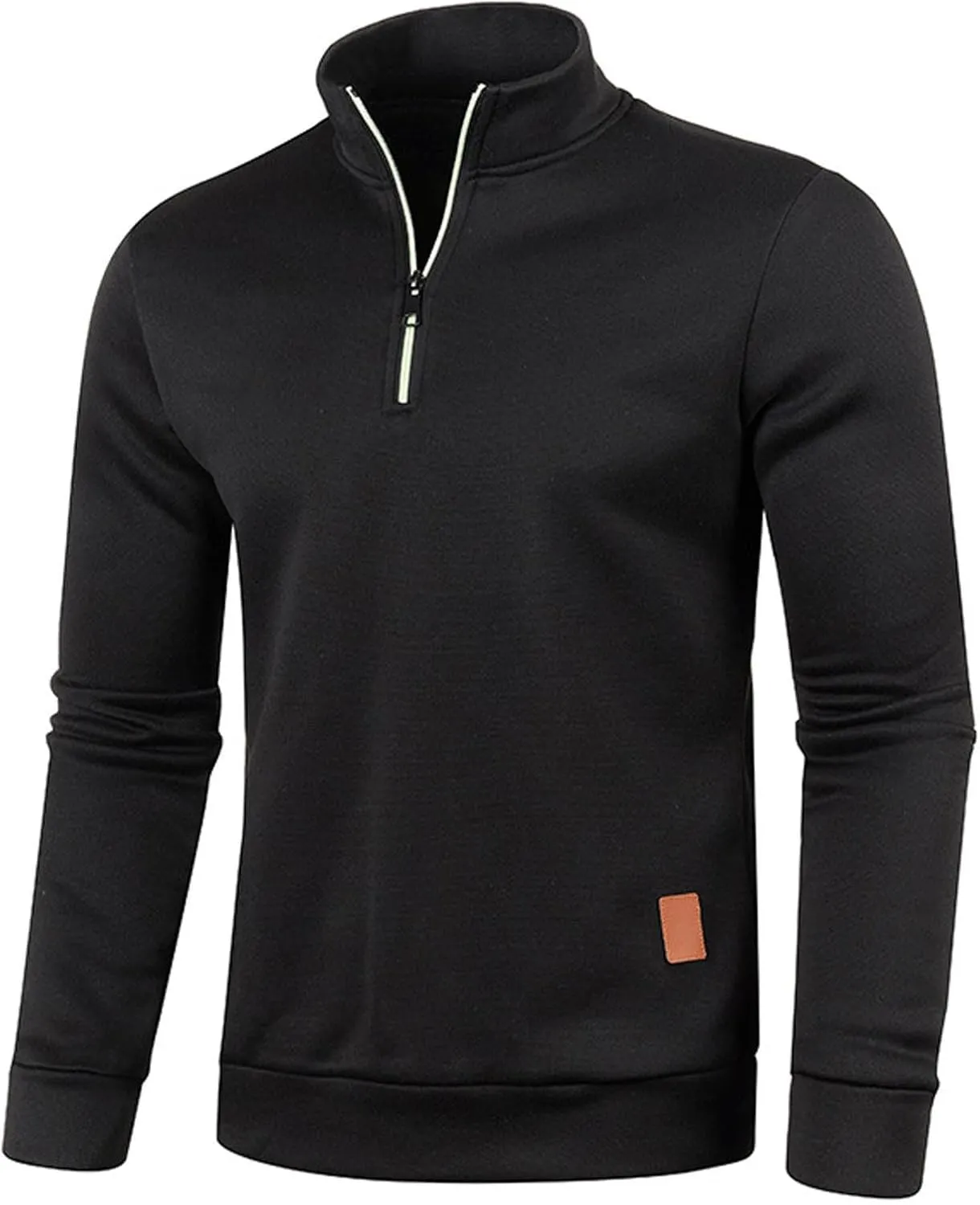 Men's Quarter Zip Thermal Fleece Lined Sweater,Winter Lightweight Soft Pullover Outdoor Athletic Lapel Sweatshirt