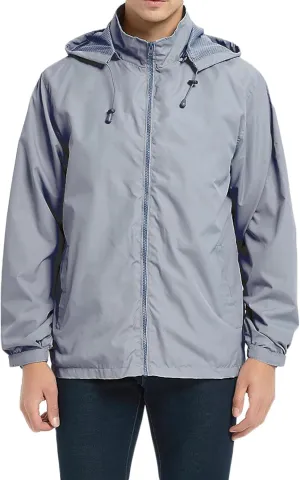 Mens Rain Jacket Lightweight Windbreaker Waterproof Raincoat Hooded Casual Coats for Hiking Travel Outdoor Packable