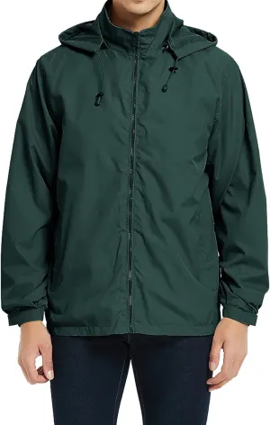 Mens Rain Jacket Lightweight Windbreaker Waterproof Raincoat Hooded Casual Coats for Hiking Travel Outdoor Packable