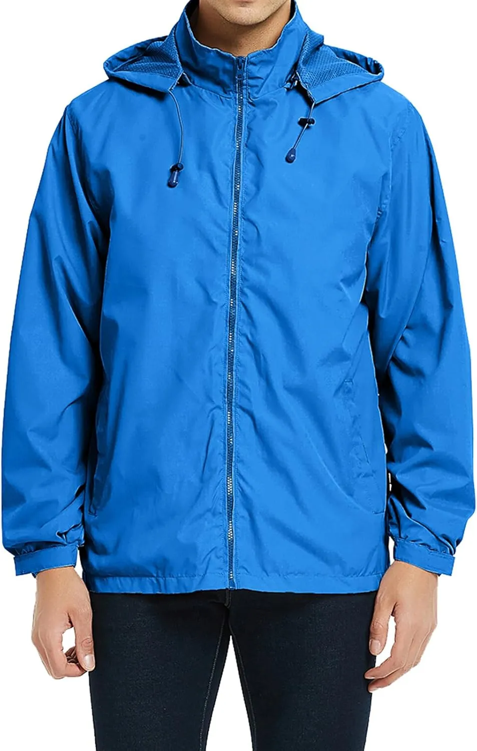 Mens Rain Jacket Lightweight Windbreaker Waterproof Raincoat Hooded Casual Coats for Hiking Travel Outdoor Packable