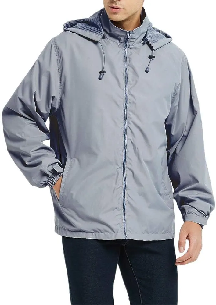 Mens Rain Jacket Lightweight Windbreaker Waterproof Raincoat Hooded Casual Coats for Hiking Travel Outdoor Packable