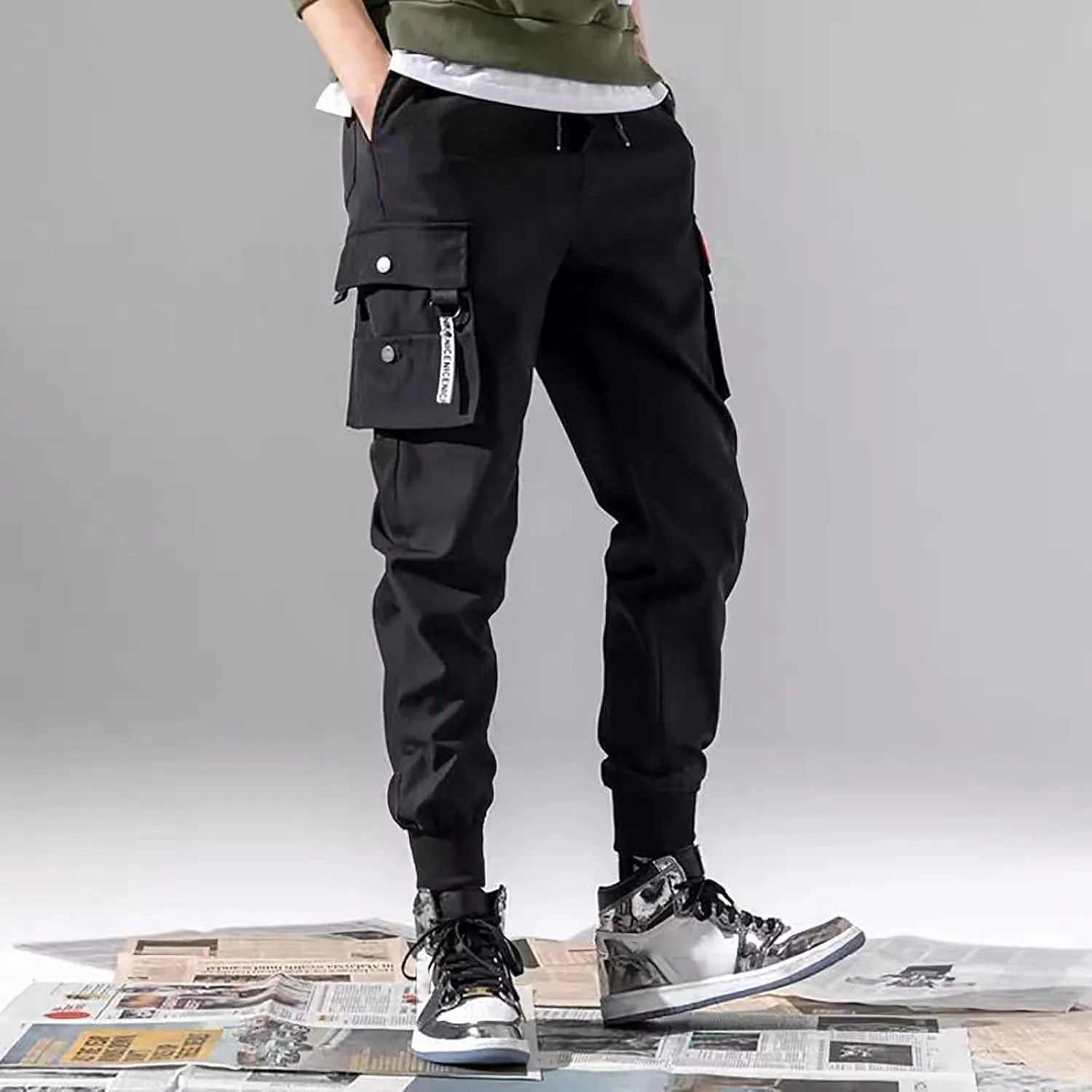 Men's Slim-Fit Stretch Cargo Pant Cotton Pocket Multi Color Large Sanitary Mens Work Athletic Fishing Pants with Pockets