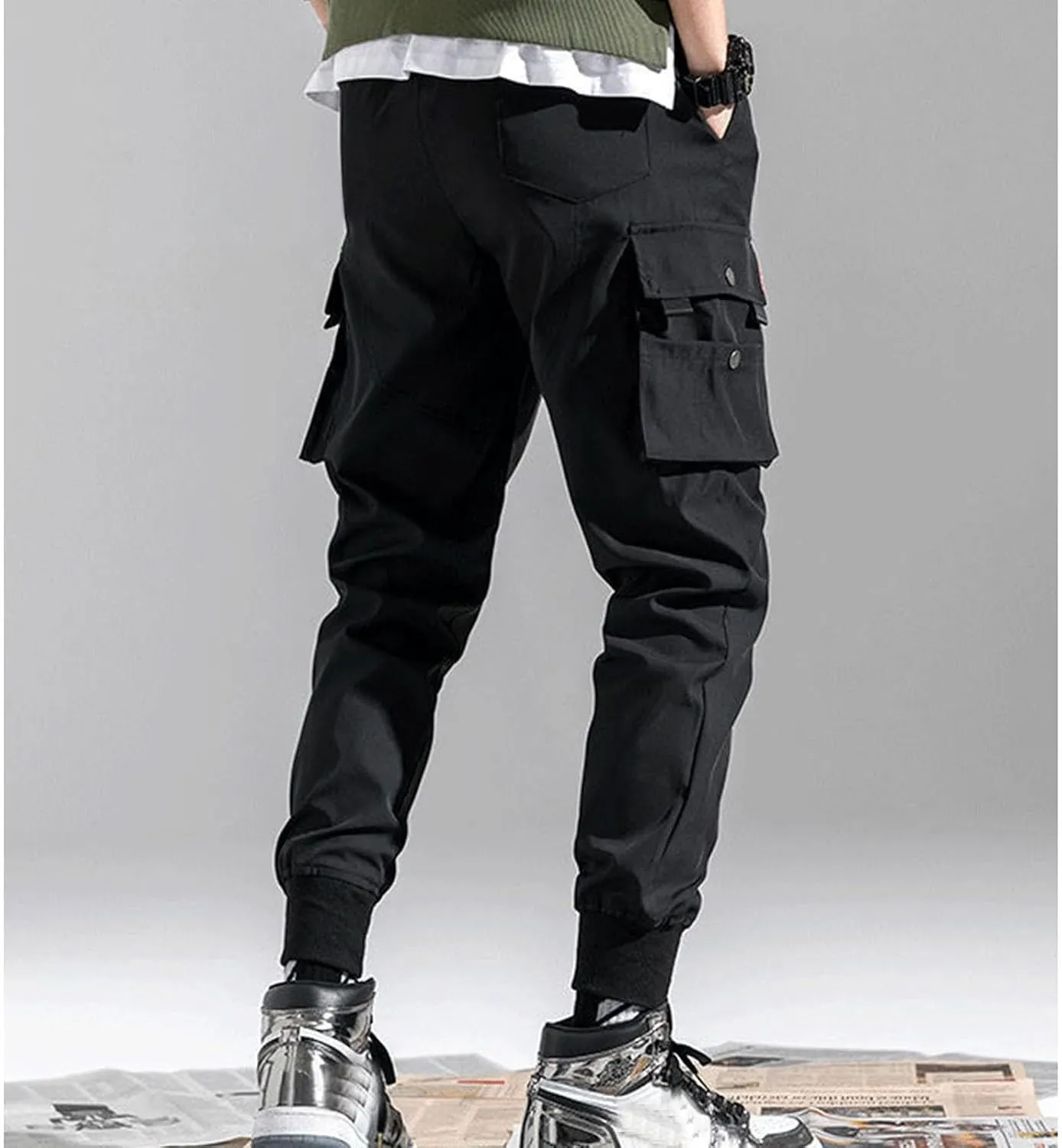 Men's Slim-Fit Stretch Cargo Pant Cotton Pocket Multi Color Large Sanitary Mens Work Athletic Fishing Pants with Pockets