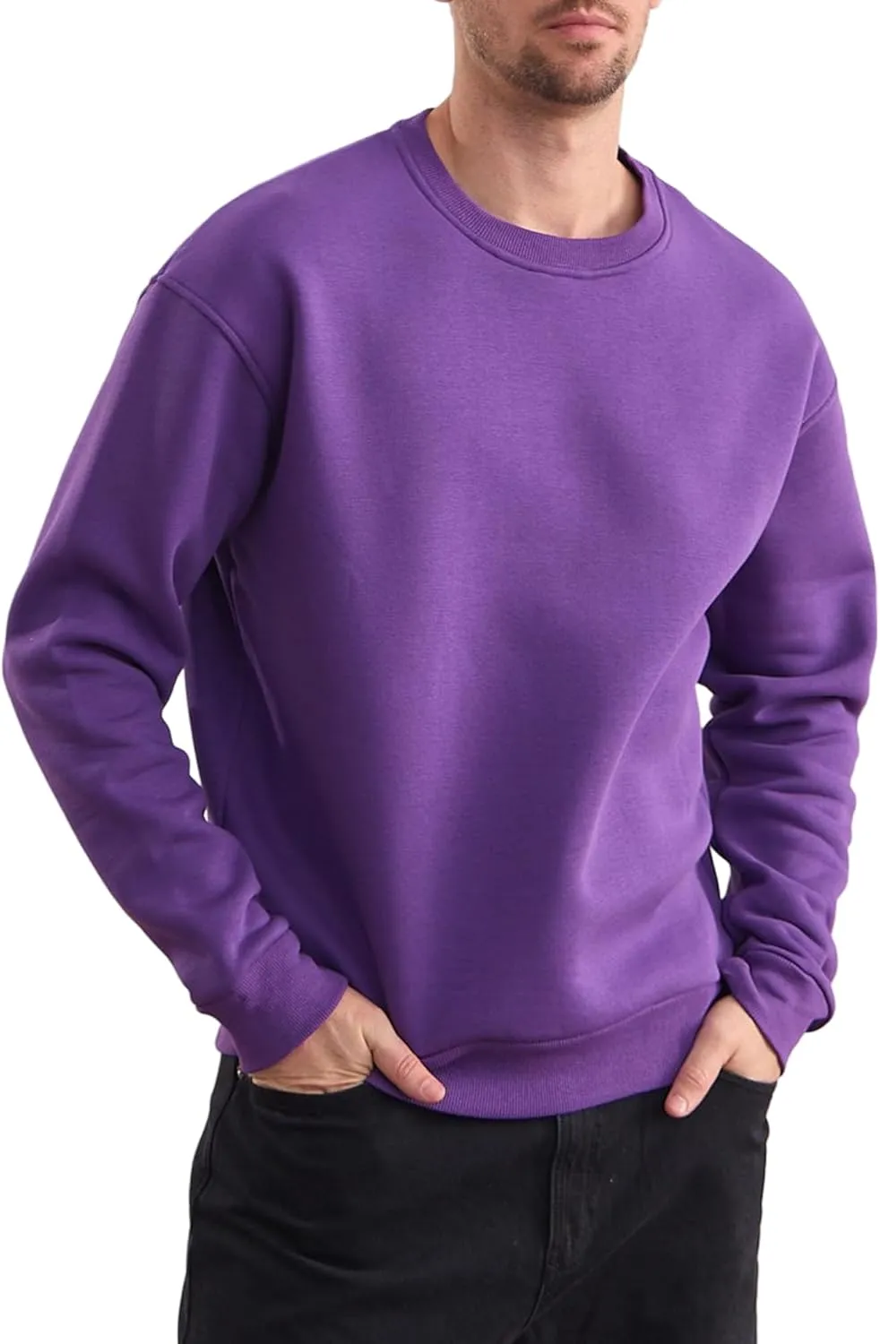 Men's Soft Crewneck Sweatshirt Breathable Crew Neck Pullover Outdoor Athletic Long Sleeve Sweatshirts