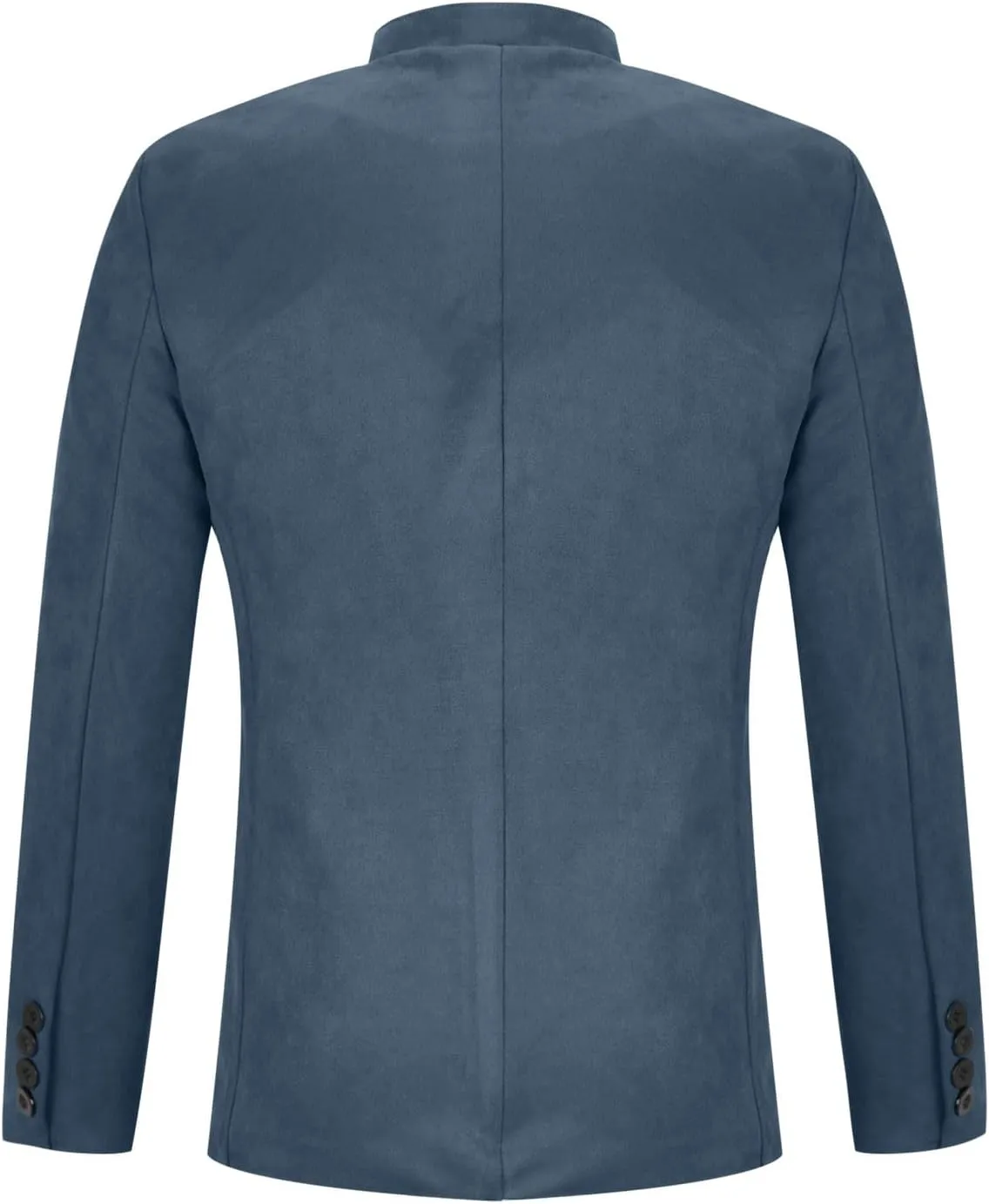 Men's Suede Blazer Jacket Single Breasted Collarless Sport Coats Slim Fit Long Sleeve Casual Suit Jackets
