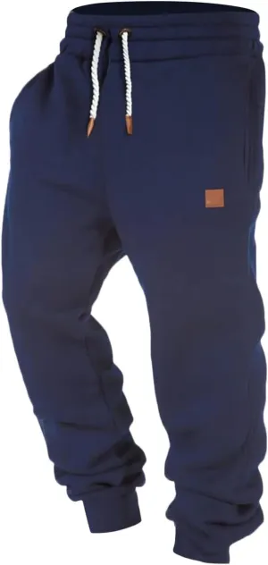 Mens Sweatpants Heavyweight Jogger Pants, Casual Fleece Cargo Stretch Elastic Waist Workout Wide Leg Drawstring Trousers