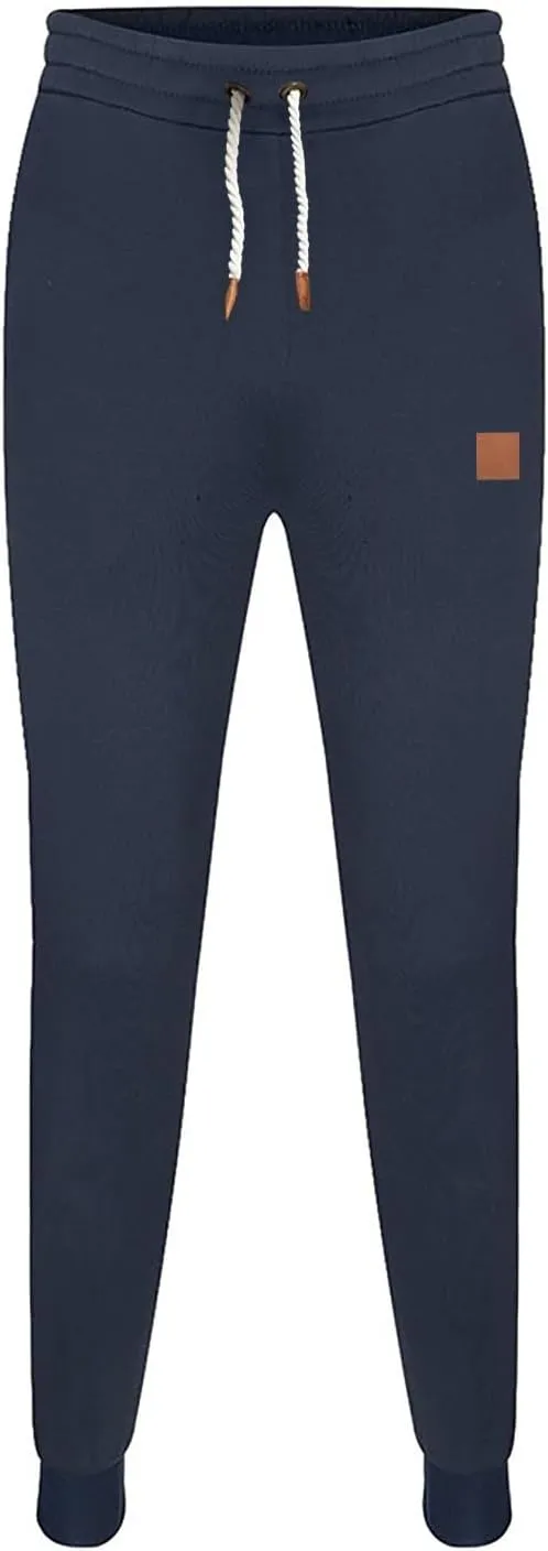 Mens Sweatpants Heavyweight Jogger Pants, Casual Fleece Cargo Stretch Elastic Waist Workout Wide Leg Drawstring Trousers