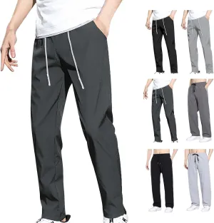 Mens Sweatpants Joggers Quick Dry Hiking Pants Lightweight Breathable Drawstring Straight Leg Casual Pant with Pocket