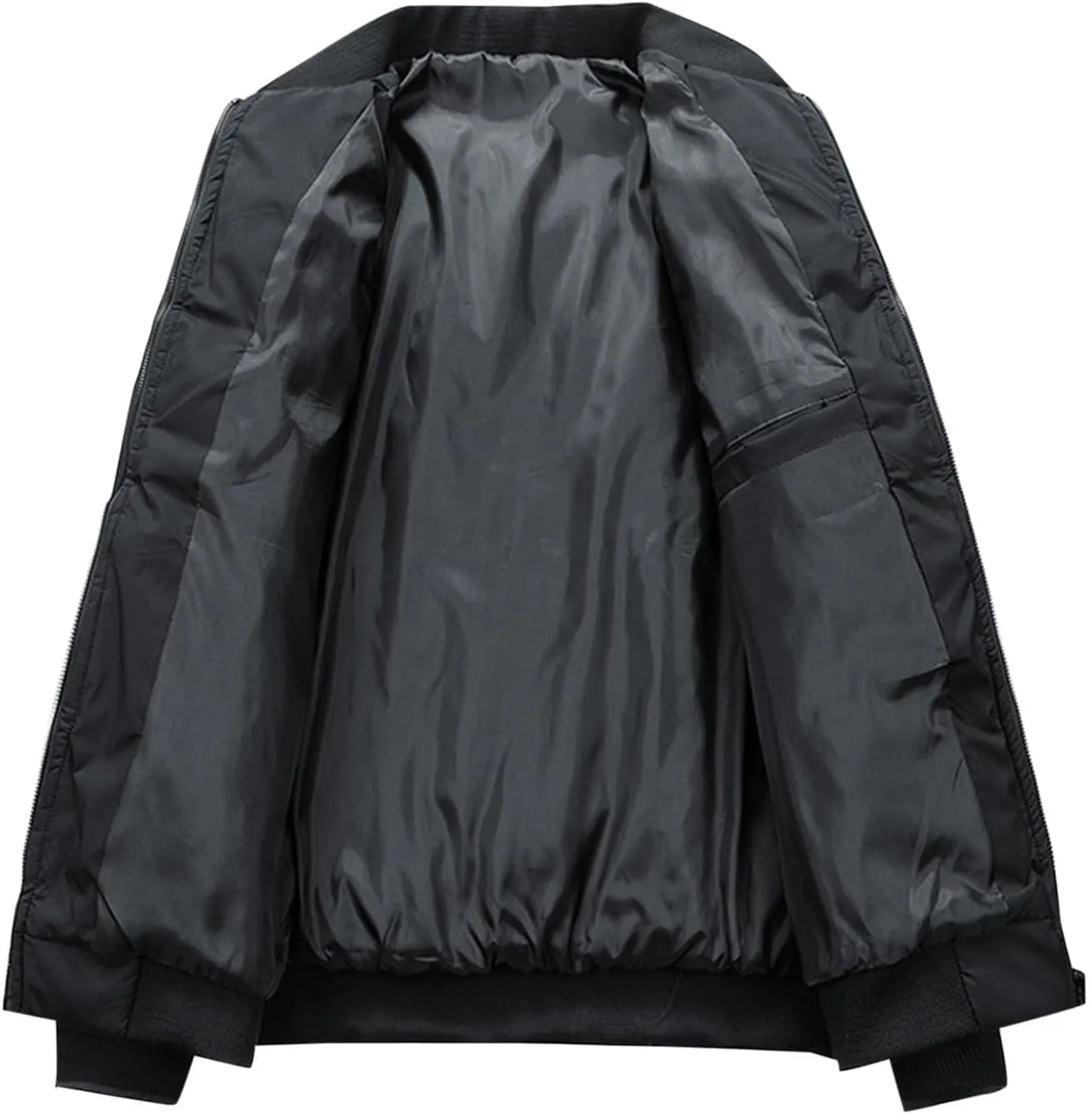 Mens Varsity Bomber Jackets, Windproof Padded Warm Winter Sportswear, Full Zip Casual Coats with Streetwear