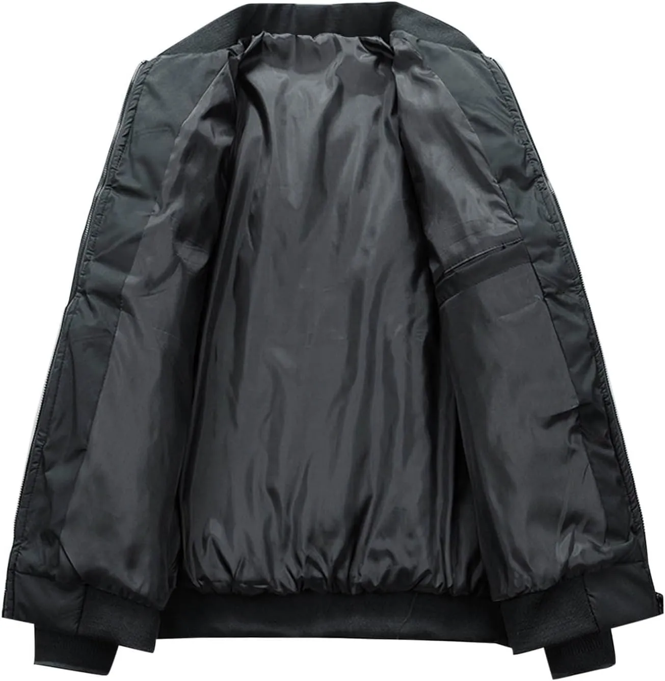 Mens Varsity Bomber Jackets, Windproof Padded Warm Winter Sportswear, Full Zip Casual Coats with Streetwear