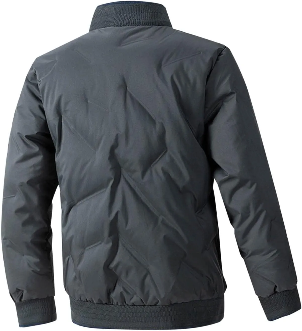 Mens Varsity Bomber Jackets, Windproof Padded Warm Winter Sportswear, Full Zip Casual Coats with Streetwear