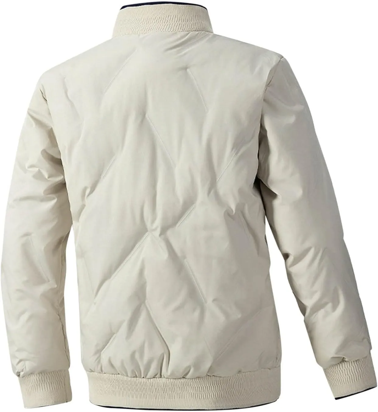 Mens Varsity Bomber Jackets, Windproof Padded Warm Winter Sportswear, Full Zip Casual Coats with Streetwear