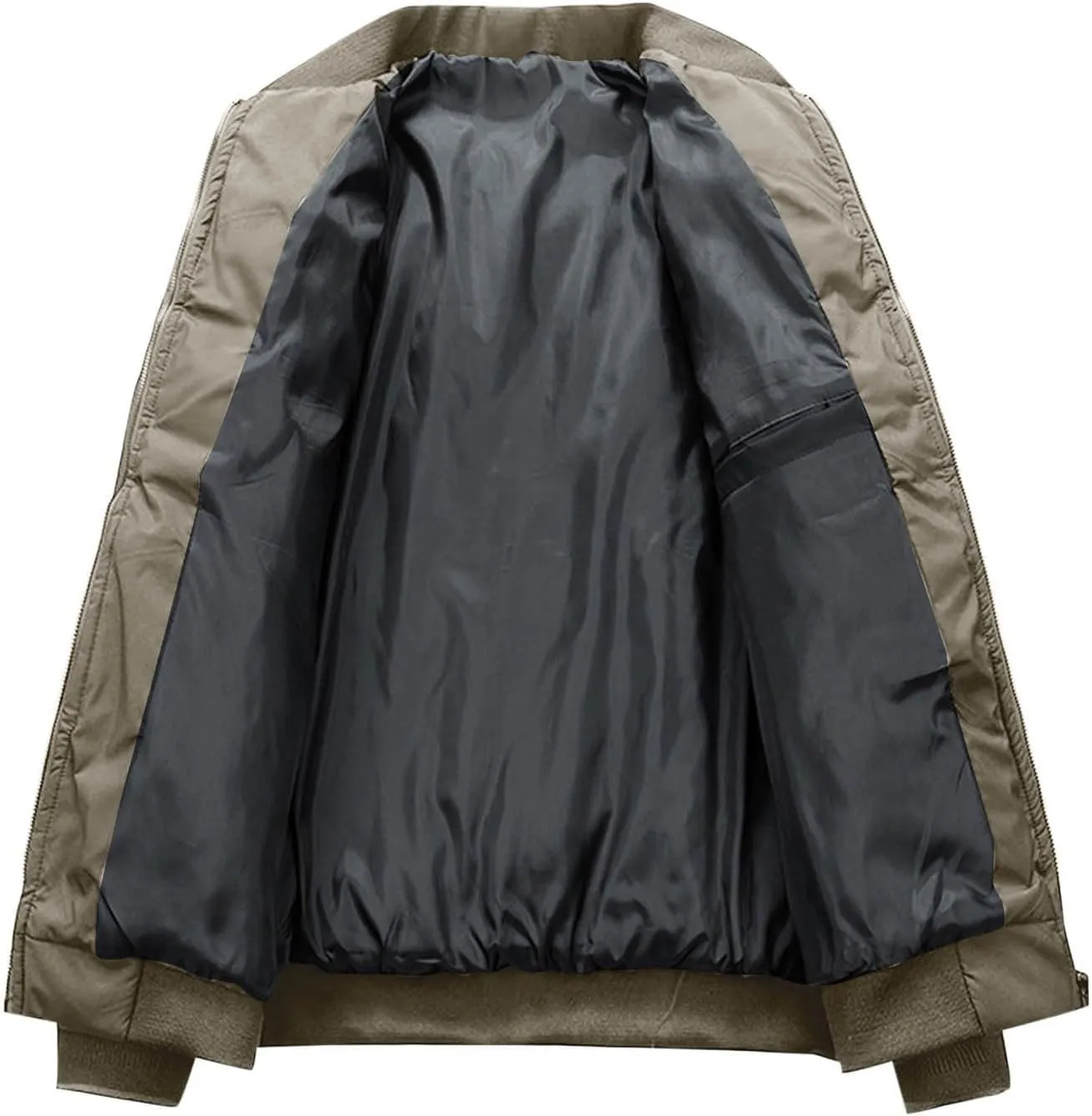 Mens Varsity Bomber Jackets, Windproof Padded Warm Winter Sportswear, Full Zip Casual Coats with Streetwear