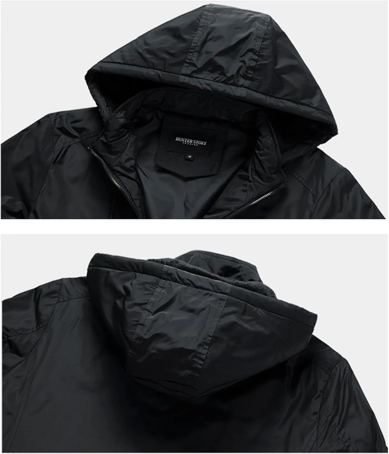 Mens Windproof Bomber Jacket Casual Slim Fit Hooded Windbreaker Jacket Windproof Full Zip Up with Zipper Stand Collar Jacket