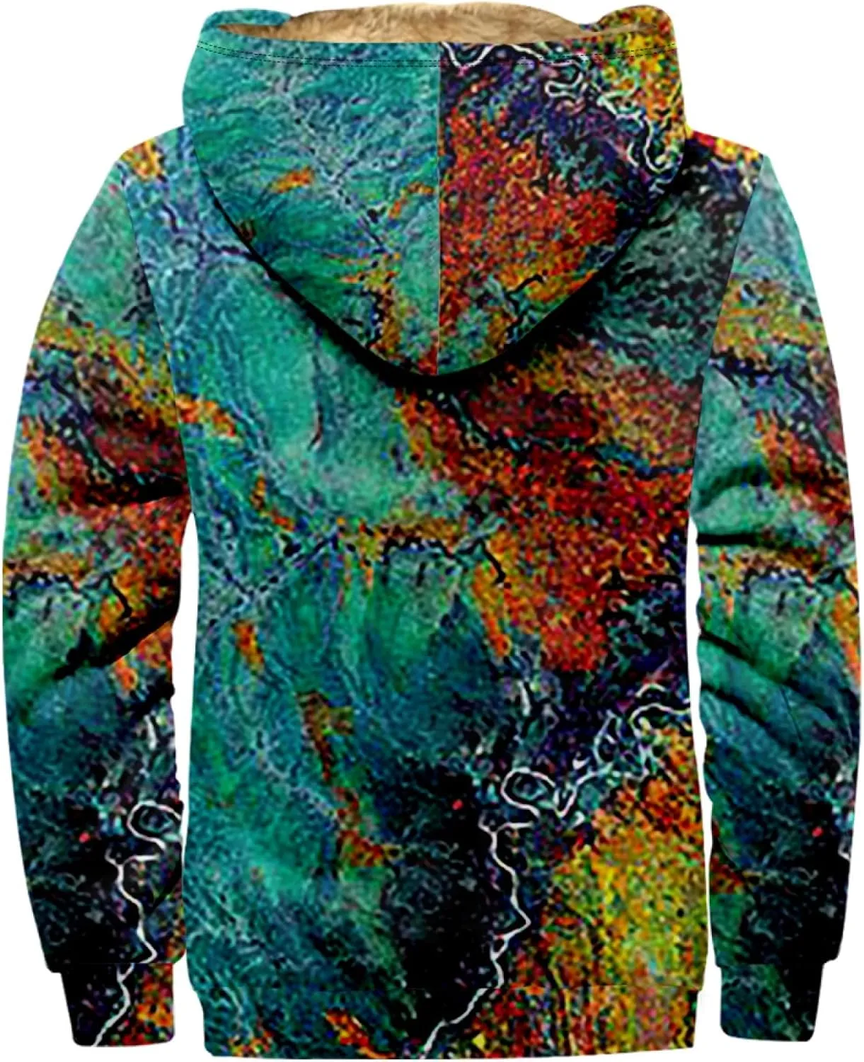 Mens Winter Coat With Hood Fleece Zip Up Coat Thermal Heavy Windbreaker Casual Vintage Oversized Jacket