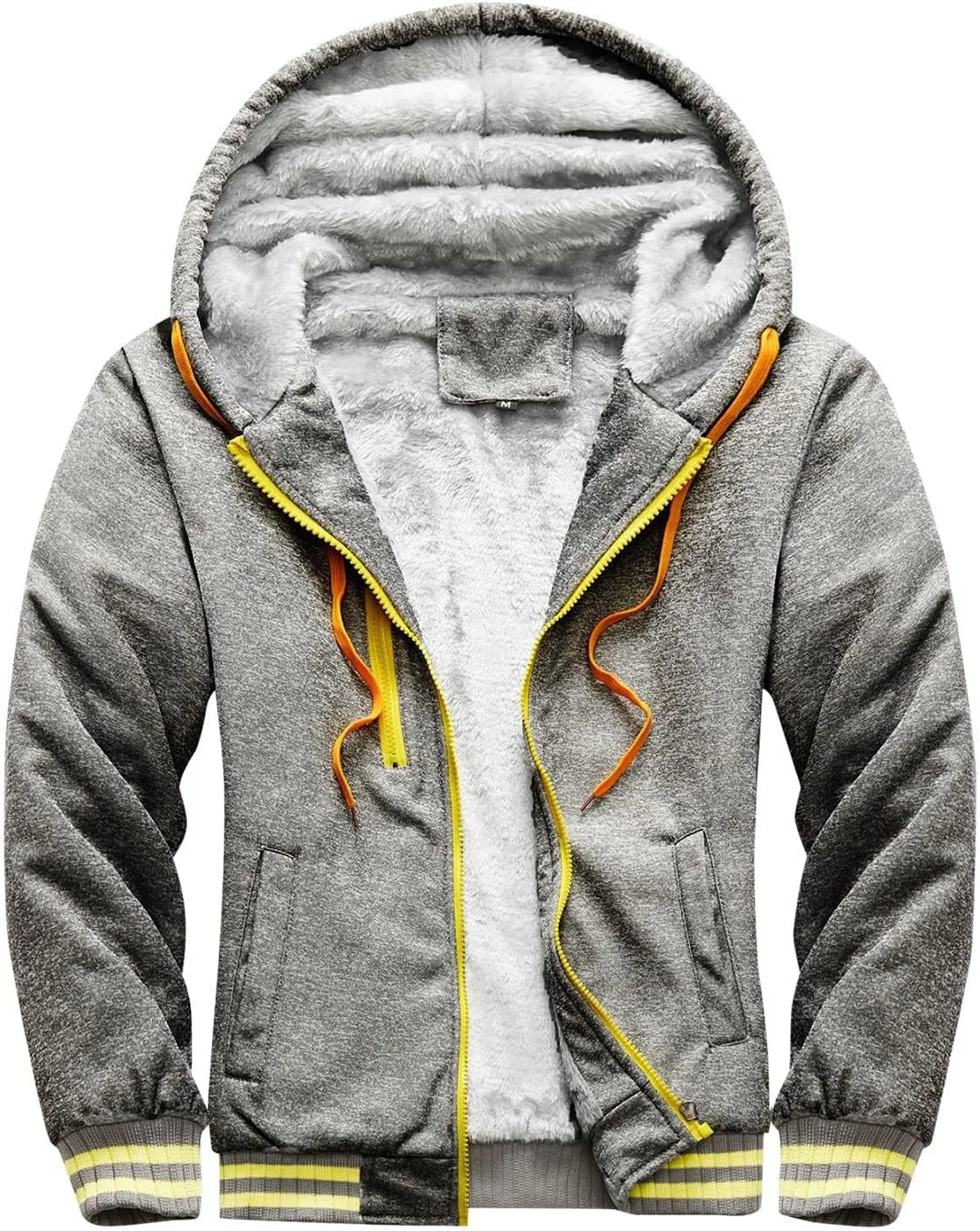 Men's Winter Full Zip Pullover Fleece Hoodie Jackets Thick Wool Sherpa Lined Fleece Hoodie Jackets Comfortable Sweatshirt