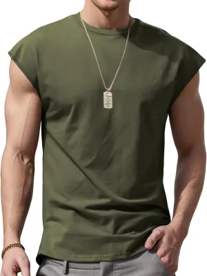 Mens Workout Vest Sleeveless Gym Shirts Casual Loose Athletic Running Undershirt Basic Tees Sports Wear T-Shirts Tops