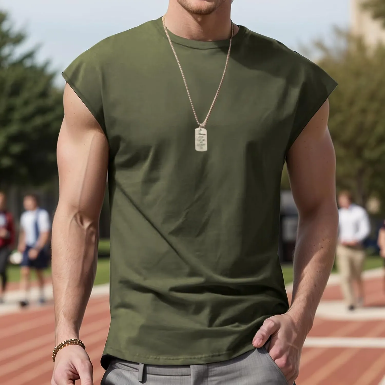 Mens Workout Vest Sleeveless Gym Shirts Casual Loose Athletic Running Undershirt Basic Tees Sports Wear T-Shirts Tops