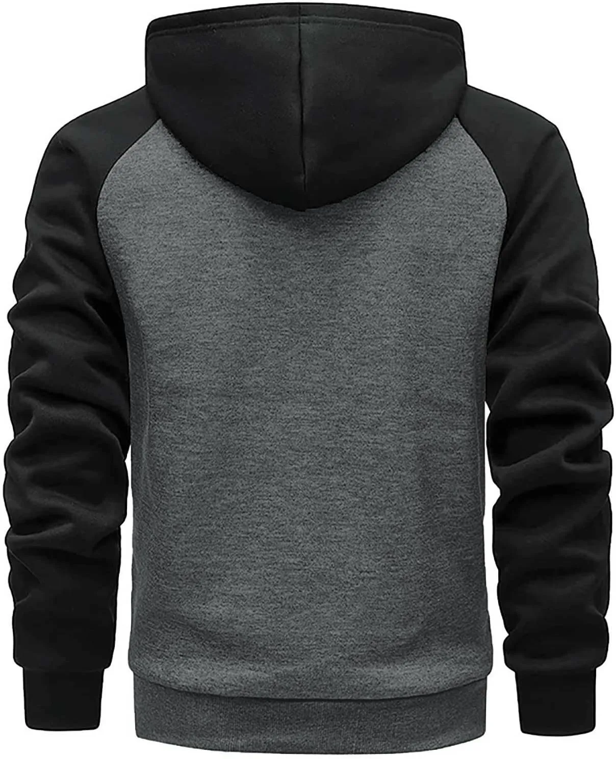 Men's Zippered Colorblock Hooded Sweatshirt Jacket Long Sleeve Drawstring Raglan Coat Casual Jacket with Pockets