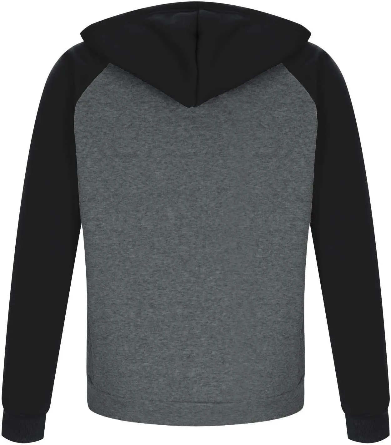 Men's Zippered Colorblock Hooded Sweatshirt Jacket Long Sleeve Drawstring Raglan Coat Casual Jacket with Pockets