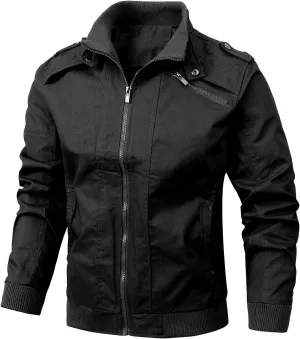 MIDOO Jackets for Men Fashion Casual Casual Solid Color Zipper Pocket Coat Jacket Water Resistant Outdoor Sportswear