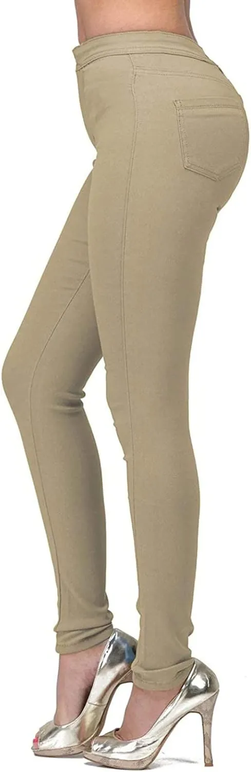 Miyaomn Classic Denim Pencil Pants for Women Slim Fit Stretchy High Waisted Straight Leg Jeans Pull-On Work Trousers Pockets