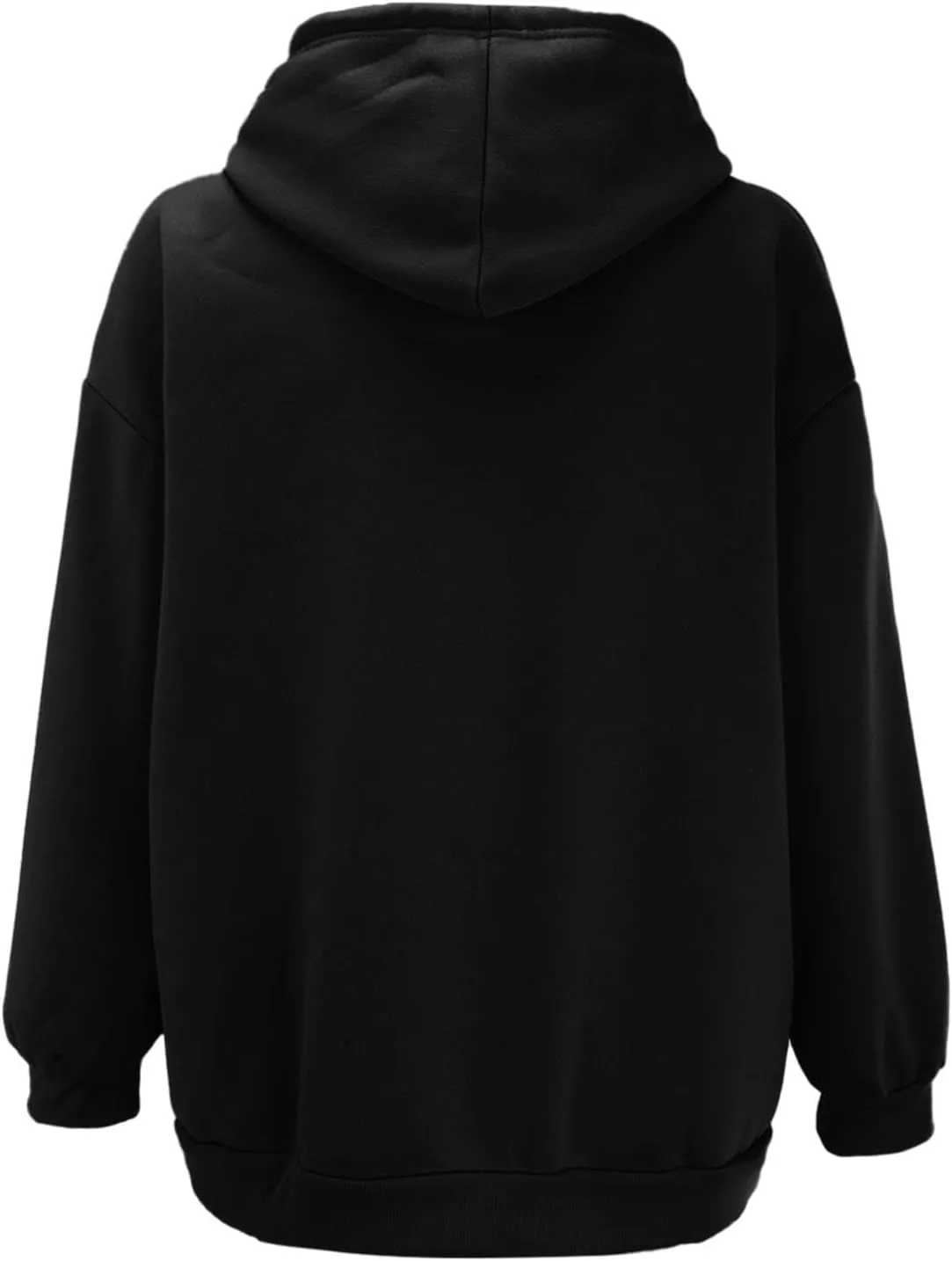 Miyaomn Fall Casual Hooded Jacket for Women Drawstring Full Zip Long Sleeve Sweatshirt Plus Size Solid Loose Tops with Pocket
