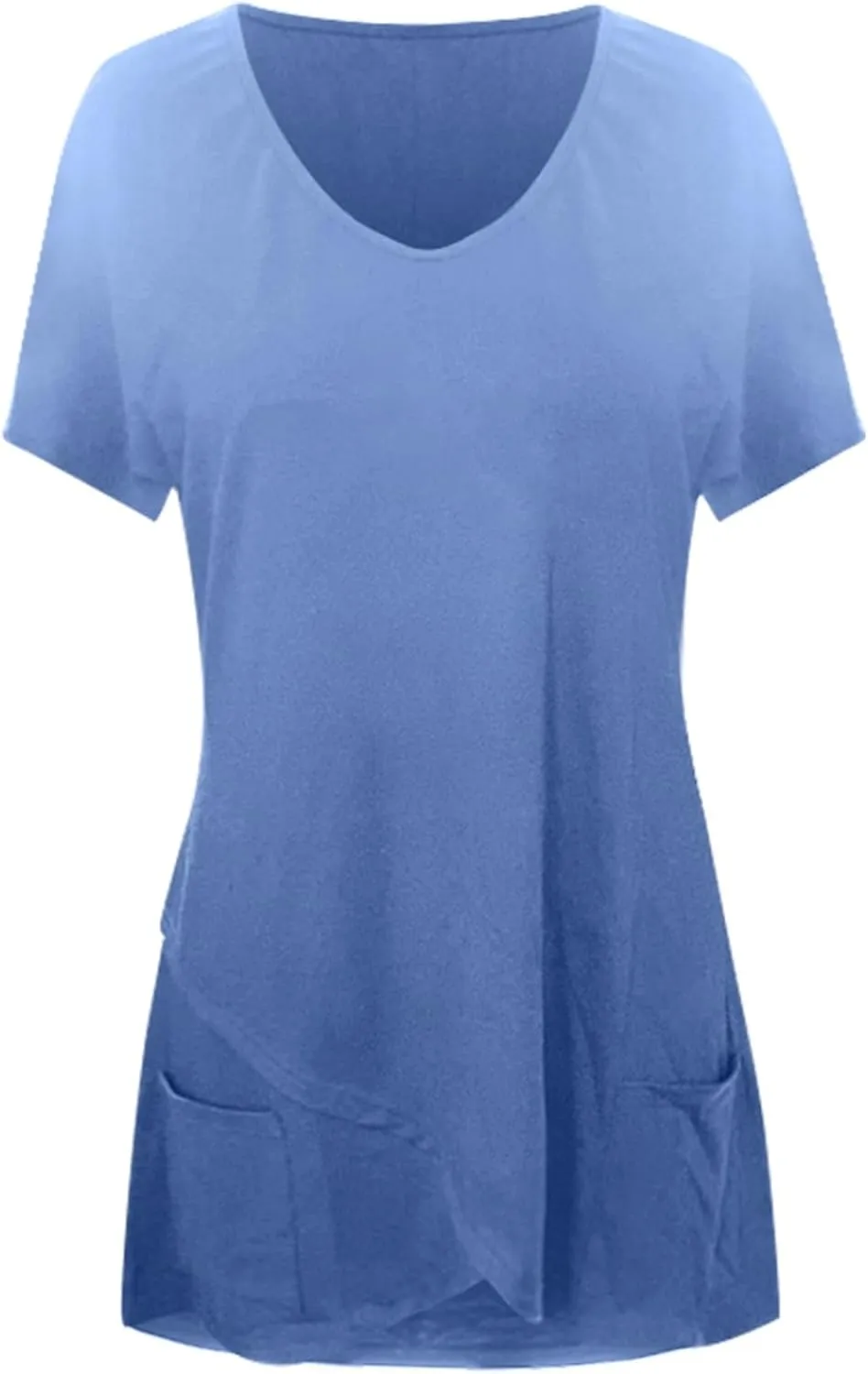 Miyaomn Women's Long Tunic Tops to Wear with Leggings Trendy Short Sleeve Loose Blouse Plus Size Casual Solid V Neck T Shirts