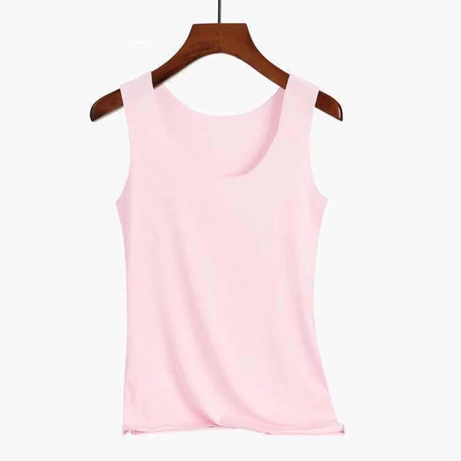 Miyaomn Workout Tank Top for Women Double Lined U Neck Sleeveless Padded Basic Crop Tops Athletic Camisoles with Built in Bra