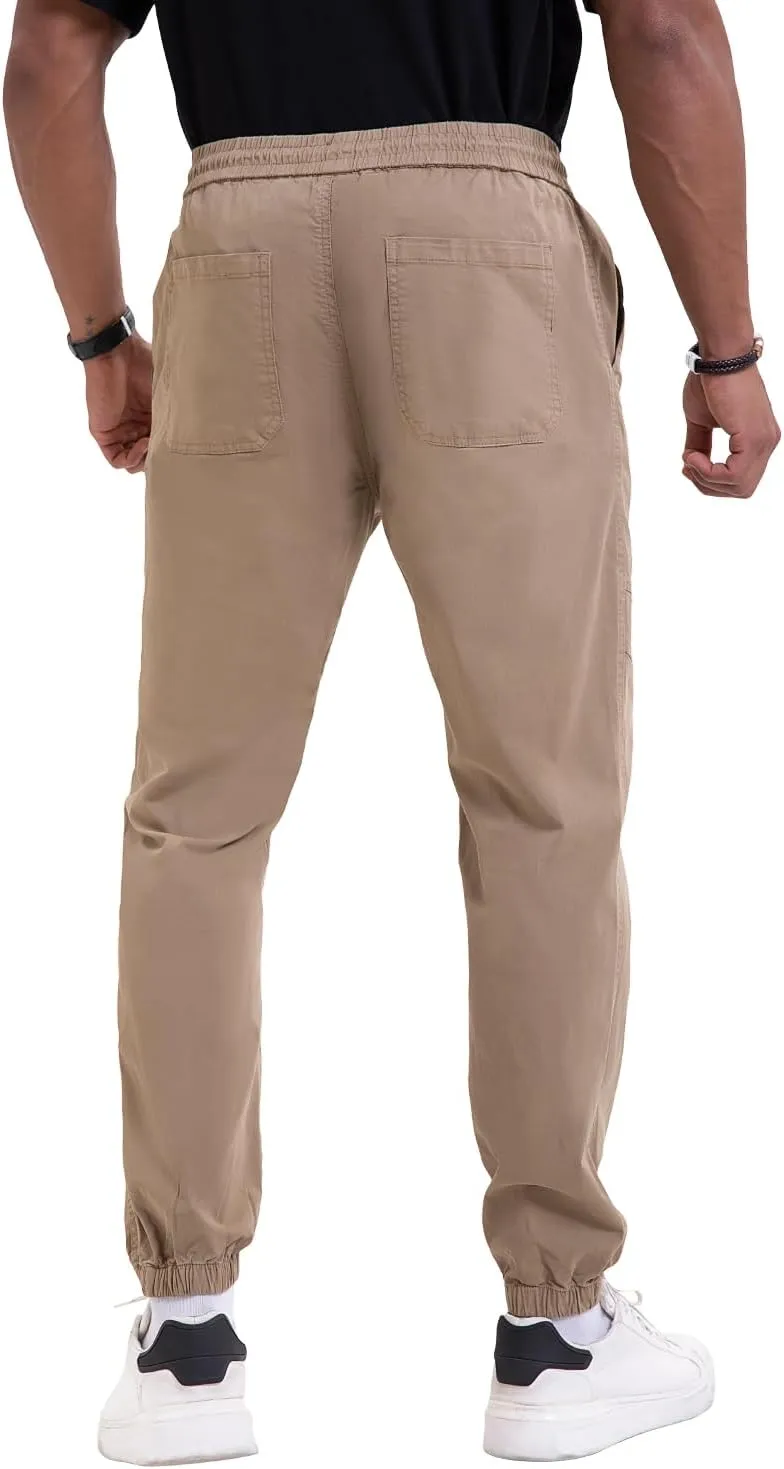 NATUVENIX Mens Casual Pants Stretch Joggers for Men with Pockets Chino Pants for Men Lightweight Mens Travel Pants Drawstring