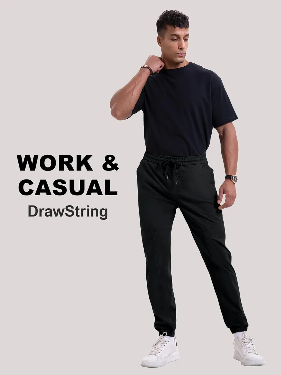 NATUVENIX Mens Casual Pants Stretch Joggers for Men with Pockets Chino Pants for Men Lightweight Mens Travel Pants Drawstring
