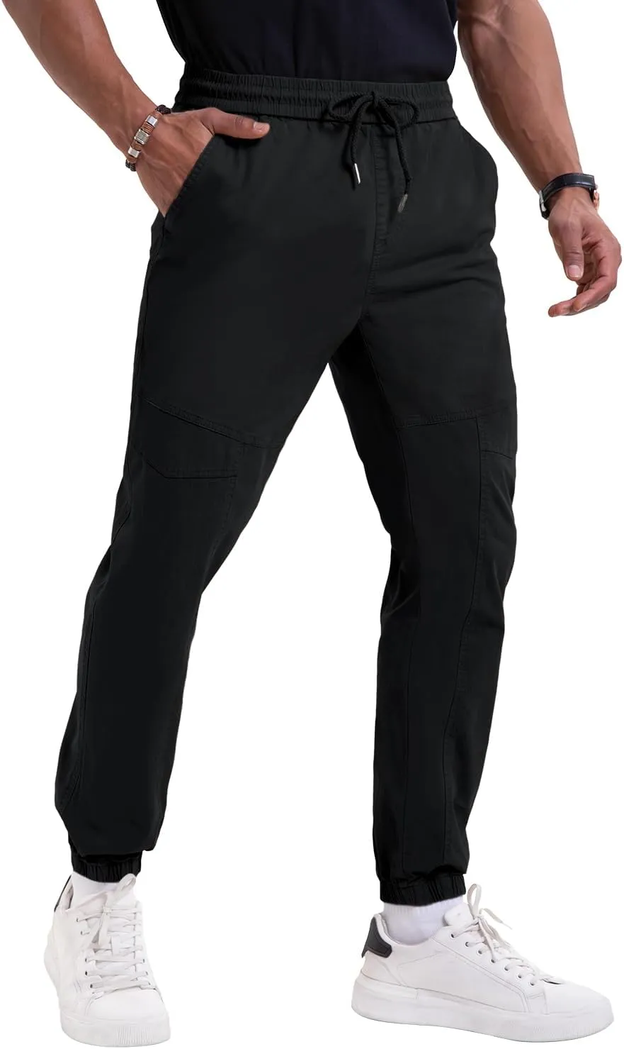 NATUVENIX Mens Casual Pants Stretch Joggers for Men with Pockets Chino Pants for Men Lightweight Mens Travel Pants Drawstring