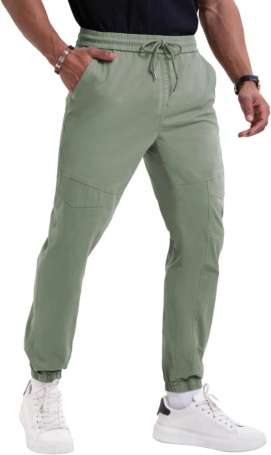 NATUVENIX Mens Casual Pants Stretch Joggers for Men with Pockets Chino Pants for Men Lightweight Mens Travel Pants Drawstring