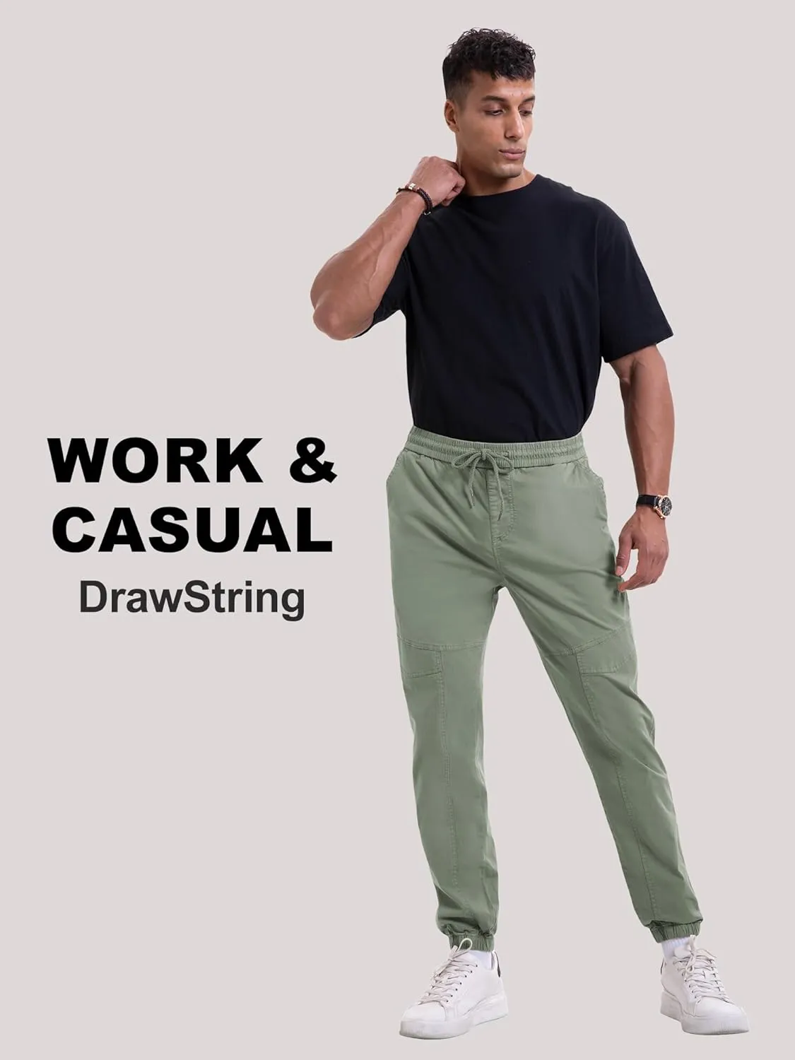 NATUVENIX Mens Casual Pants Stretch Joggers for Men with Pockets Chino Pants for Men Lightweight Mens Travel Pants Drawstring