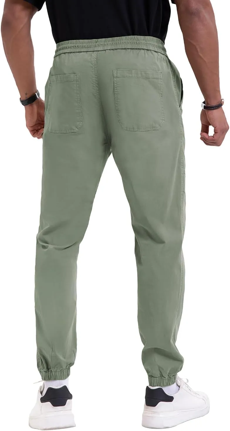 NATUVENIX Mens Casual Pants Stretch Joggers for Men with Pockets Chino Pants for Men Lightweight Mens Travel Pants Drawstring