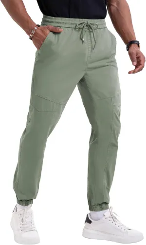 NATUVENIX Mens Casual Pants Stretch Joggers for Men with Pockets Chino Pants for Men Lightweight Mens Travel Pants Drawstring