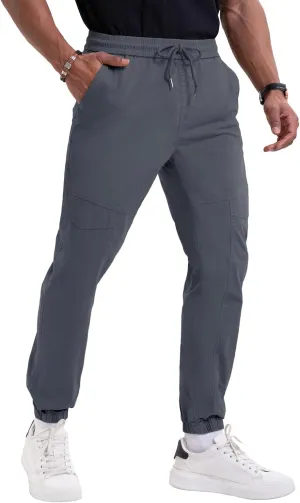 NATUVENIX Mens Casual Pants Stretch Joggers for Men with Pockets Chino Pants for Men Lightweight Mens Travel Pants Drawstring